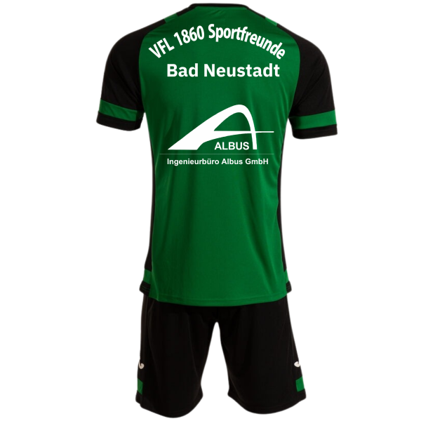 Kurzes Trainingsset Trikot, Hose Grün/Schwarz mit Losos und Initialen